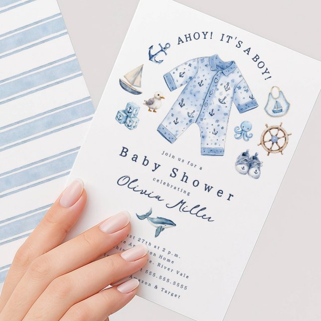 Invitación Ahoy It’s a Boy Baby Shower Invitation (Subido por el creador)