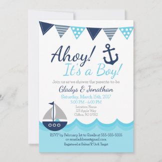 Invitación Ahoy! It’s a Boy Nautical Sailor Baby Shower Invit