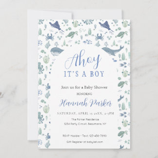 Invitación Ahoy it's a Boy Baby Shower Invitation