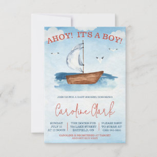 Invitación ¡AHOY! It's a Boy! Baby Shower Nautical