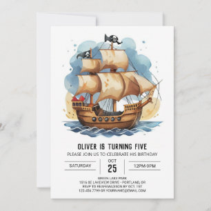 Invitación Ahoy Kids Treasure Pirate Birthday