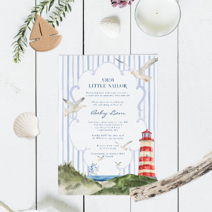 Invitación Ahoy Little Sailor Nautical Baby Shower