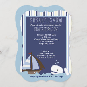 Invitación Ahoy Mate Whale Sailboat Baby Shower muere