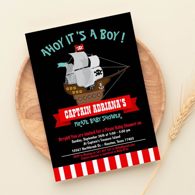Invitación ¡Ahoy Matey! Bote Pirate Boy Baby Shower (Subido por el creador)