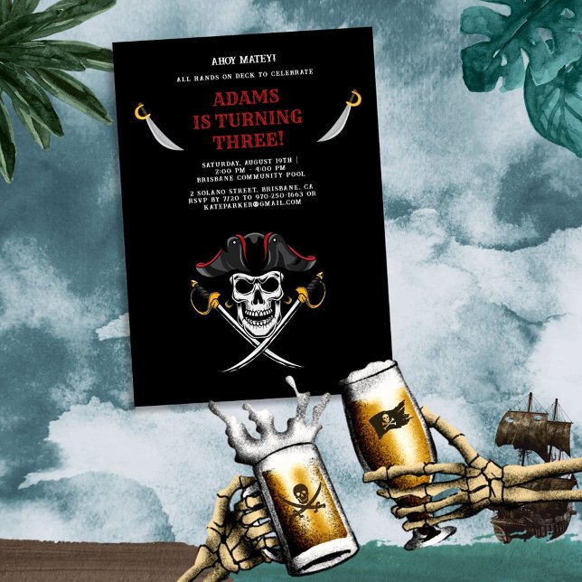 Invitación ¡Ahoy Matey! Cumpleaños de la Mascota del Burro de (Subido por el creador)