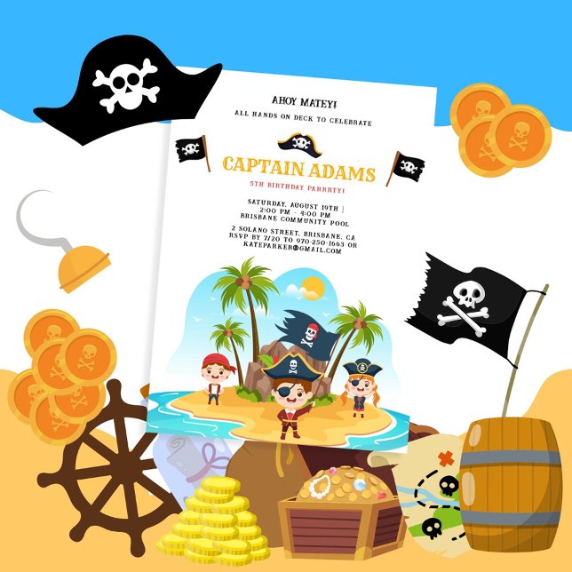 Invitación ¡Ahoy Matey! Cumpleaños de los chicos de Pirate Is (Subido por el creador)