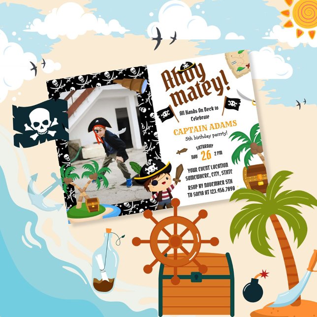 Invitación ¡Ahoy Matey! Cumpleaños de los Piratas (Subido por el creador)