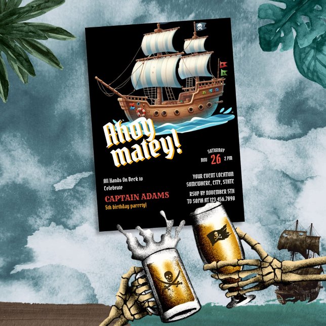 Invitación ¡Ahoy Matey! Cumpleaños del Barco Pirata (Subido por el creador)