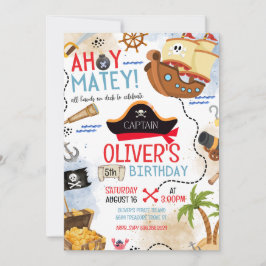 Invitación Ahoy Matey Pirate Birthday Invitation Kids Pirate 