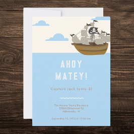 Invitación Ahoy Matey Pirate - Cumpleaños Temático