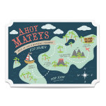 Invitación Ahoy Mateys Birthday Invite<br><div class="desc">Fiesta con temas del mapa del tesoro de barcos piratas curados invita</div>