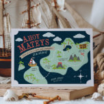 Invitación Ahoy Mateys Birthday Invite<br><div class="desc">Fiesta con temas del mapa del tesoro de barcos piratas curados invita</div>