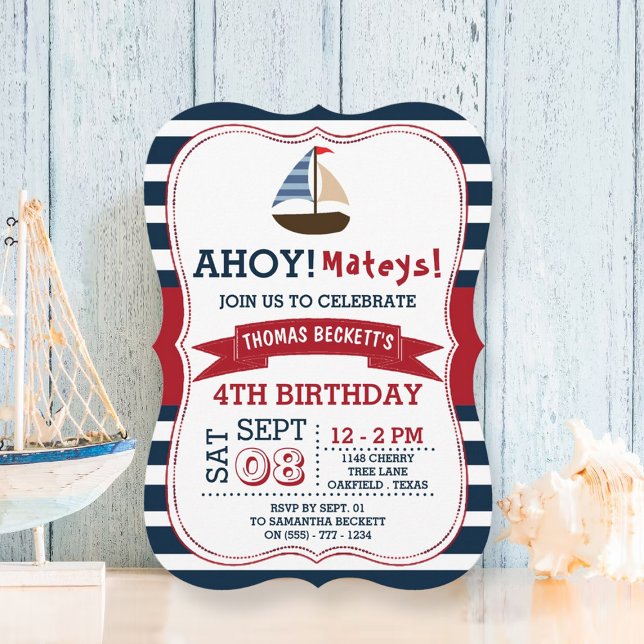 Invitación ¡Ahoy Mateys! Bote Náutico Niños De Cualquier Edad (Subido por el creador)