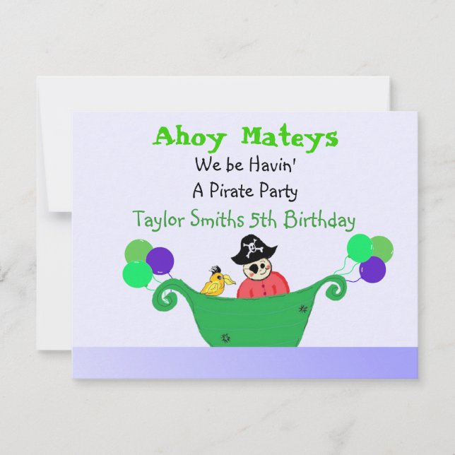 Invitación Ahoy Mateys Pirate Fiesta (Anverso)