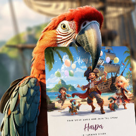 Invitación ¡Ahoy Mateys! Pirate Paradise Island Birthday Bash
