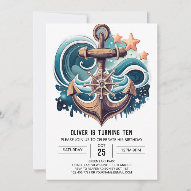 Invitación Ahoy moderno (Anverso)