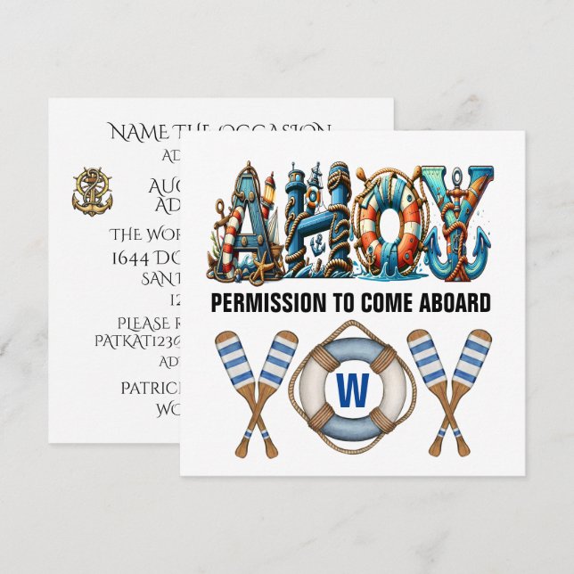 INVITACIÓN AHOY PERMISO PARA ABORDAR (Anverso / Reverso)
