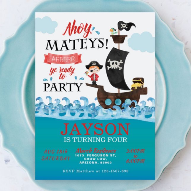 Invitación Ahoy Pirate Birthday (Subido por el creador)