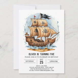 Invitación Ahoy Treasure Map Editable Pirate Birthday