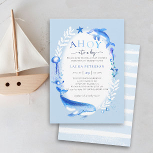 Invitación Ahoy Under Sea Animals Nautical Boy Baby Shower