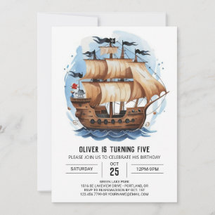 Invitación Ahoy Waves Pirata Cumpleaños