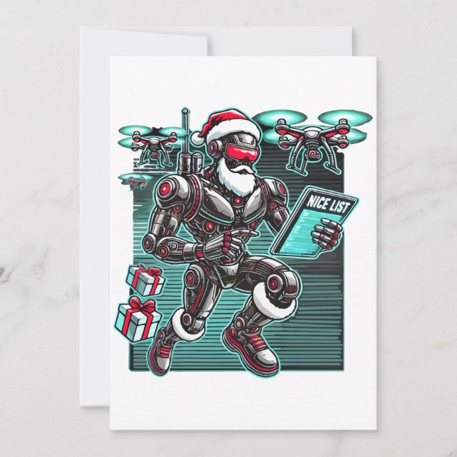 Invitación AI Powered Santa Robot con drones y Navidades L (Anverso)