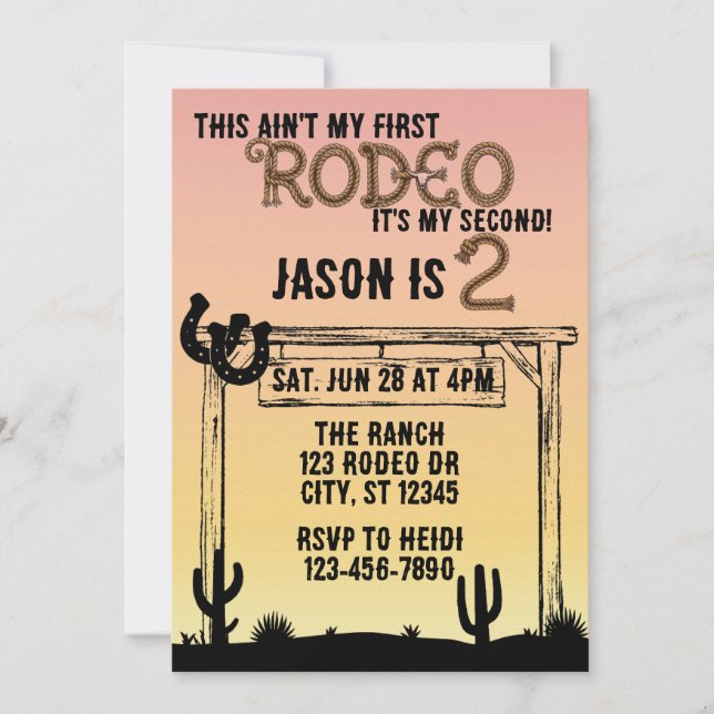 Invitación Ain't My First Rodeo, 2nd Western Birthday (Anverso)