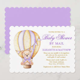 Invitación Air Balloon Bear con Baby Shower Purple Gold por c