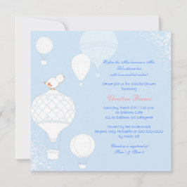 Invitación Aire Balloon Bird Sky Blue Bridal Shower