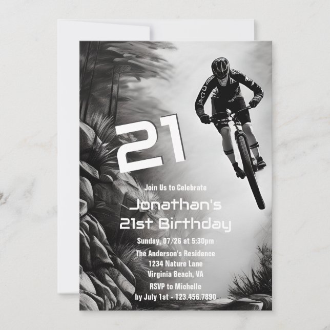 Invitación Aire capturado - Sketch de ciclismo de montaña 21º (Anverso)