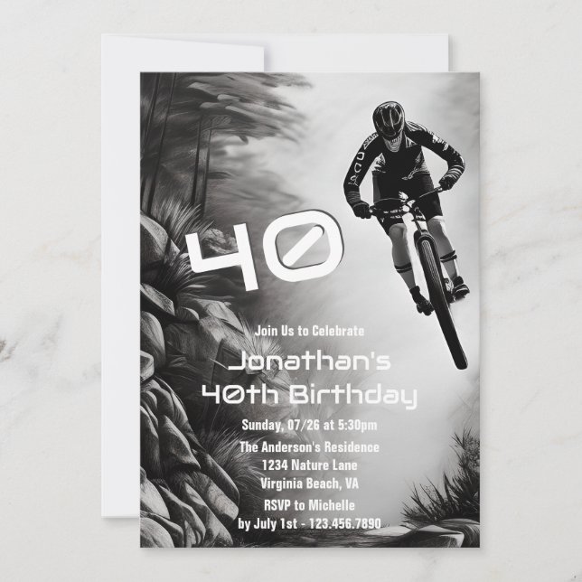 Invitación Aire capturado - Sketch de ciclismo de montaña 40  (Anverso)
