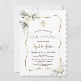 Invitación Aire verde marco dorado Marcos Florales Blancas Ch