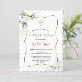 Invitación Aire verde marco dorado Marcos Florales Blancas Ch