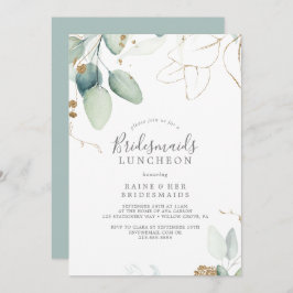 Invitación Aire verde y Oro Leaf Bridesmaids Luncheon