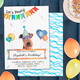 Invitación Airedale Terrier Deja Pawty Fiesta de Cumpleaños d
