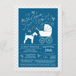 Invitación Airedale Terrier Dog Baby Shower Blue Boy