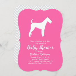 Invitación Airedale Terrier Dog Chica rosa Baby Shower