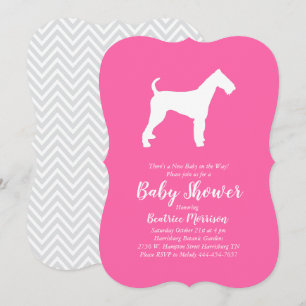Invitación Airedale Terrier Dog Chica rosa Baby Shower