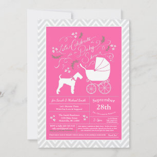 Invitación Airedale Terrier Dog Chica rosa Baby Shower