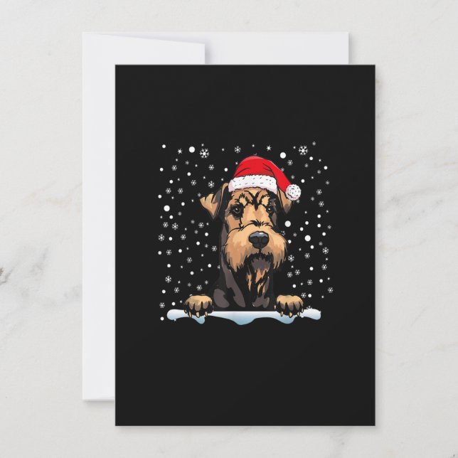 Invitación Airedale Terrier Dog Navidades Santa Hat coincidie (Anverso)