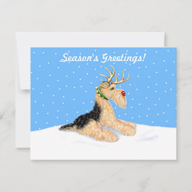 Invitación Airedale Terrier Navidades Dale Deer (Anverso)