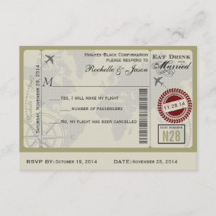 Invitación Airline Ticket Wedding RSVP