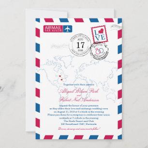Invitación Airmail Boda de Boston a las Bermudas