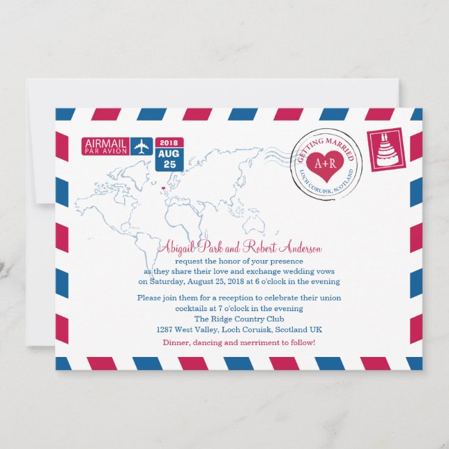 Invitación Airmail de Escocia | Boda (Anverso)