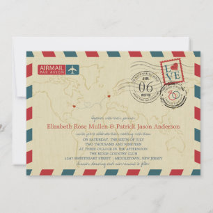 Invitación Airmail de Nueva Jersey/Reino Unido   Boda