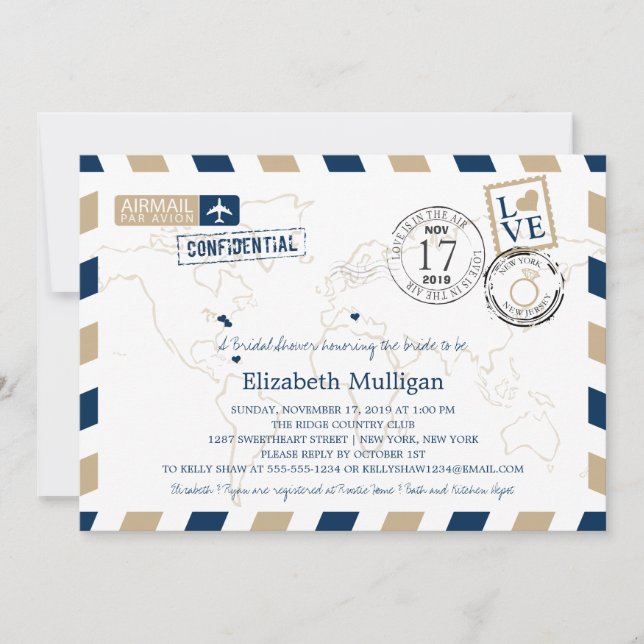 Invitación Airmail de Nueva York y Nueva Jersey | Bridal Show (Anverso)