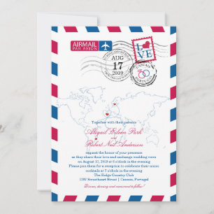 Invitación Airmail de World Locations   Boda