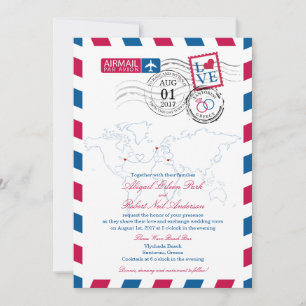 Invitación Airmail Nueva York, Escocia y Boda de Grecia