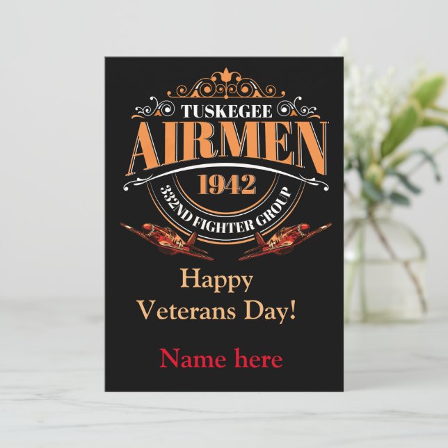 Invitación airman de Tuskegee, Día de los Veteranos, Conmemor (Anverso de pie)