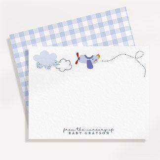 Invitación Airplane Baby Boy Nursery Note Card